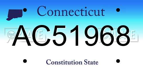 AC51968 Connecticut License Plate