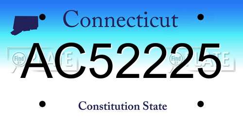 AC52225 Connecticut License Plate