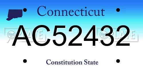 AC52432 Connecticut License Plate