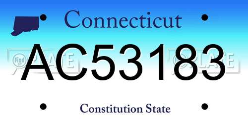 AC53183 Connecticut License Plate