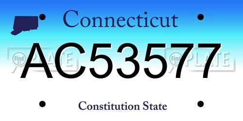 AC53577 Connecticut License Plate