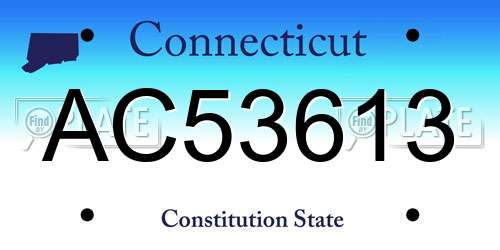 AC53613 Connecticut License Plate