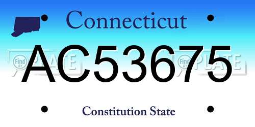 AC53675 Connecticut License Plate