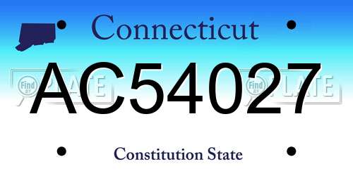 AC54027 Connecticut License Plate