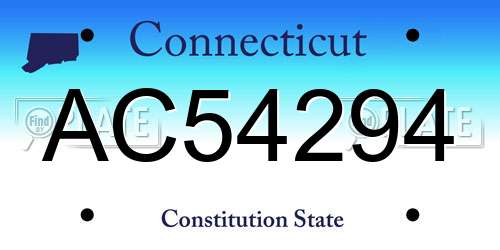 AC54294 Connecticut License Plate