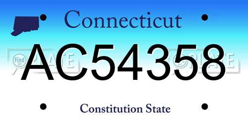 AC54358 Connecticut License Plate