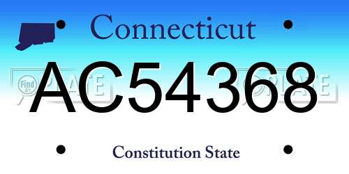 AC54368 Connecticut License Plate