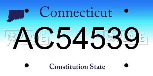 AC54539 Connecticut License Plate