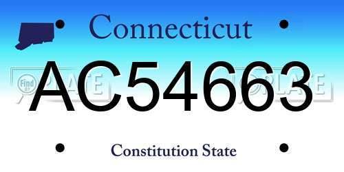 AC54663 Connecticut License Plate