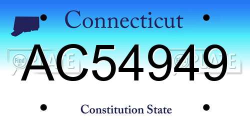 AC54949 Connecticut License Plate