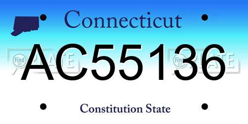 AC55136 Connecticut License Plate