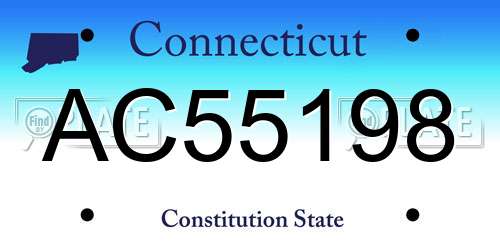 AC55198 Connecticut License Plate