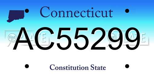 AC55299 Connecticut License Plate