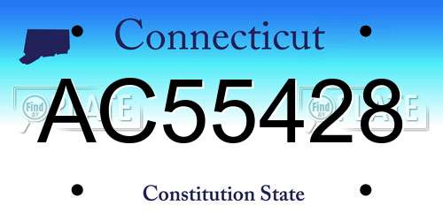 AC55428 Connecticut License Plate