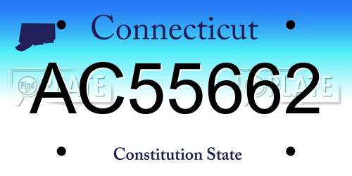 AC55662 Connecticut License Plate