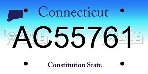 AC55761 Connecticut License Plate