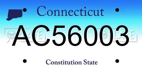 AC56003 Connecticut License Plate