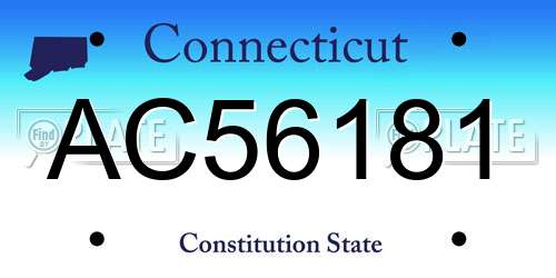 AC56181 Connecticut License Plate