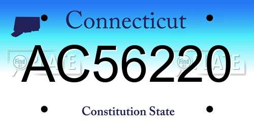 AC56220 Connecticut License Plate