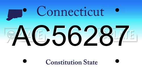 AC56287 Connecticut License Plate