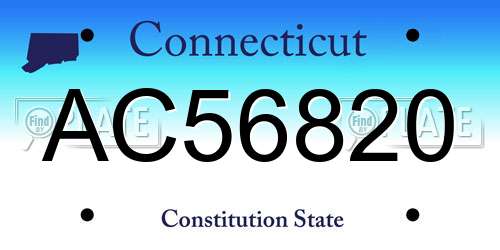 AC56820 Connecticut License Plate