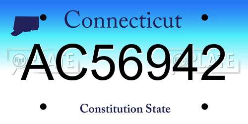AC56942 Connecticut License Plate