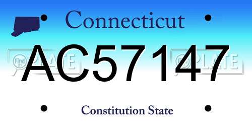 AC57147 Connecticut License Plate