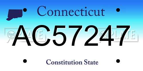 AC57247 Connecticut License Plate