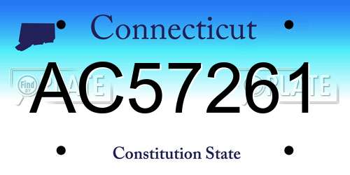 AC57261 Connecticut License Plate