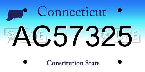 AC57325 Connecticut License Plate