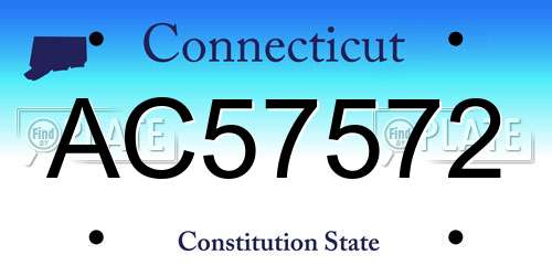 AC57572 Connecticut License Plate