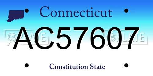 AC57607 Connecticut License Plate