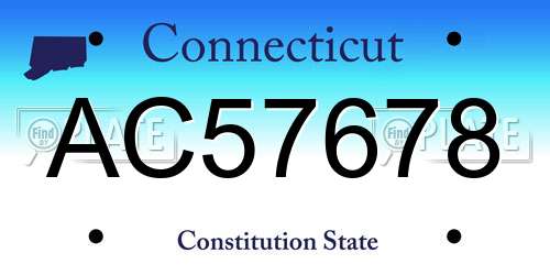 AC57678 Connecticut License Plate
