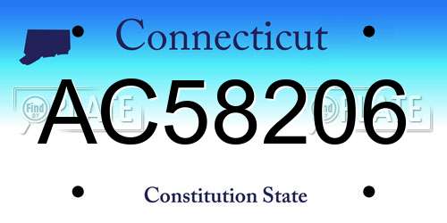 AC58206 Connecticut License Plate