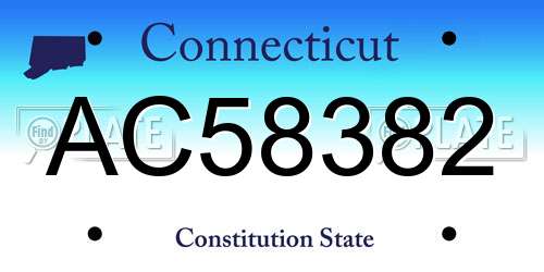 AC58382 Connecticut License Plate