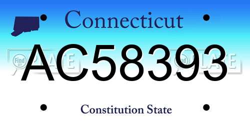 AC58393 Connecticut License Plate