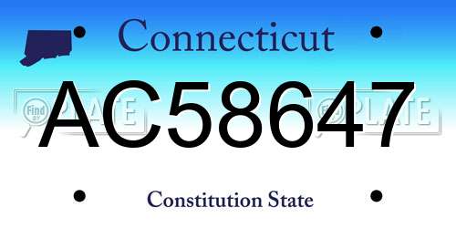 AC58647 Connecticut License Plate