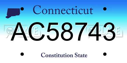 AC58743 Connecticut License Plate