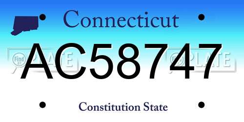 AC58747 Connecticut License Plate
