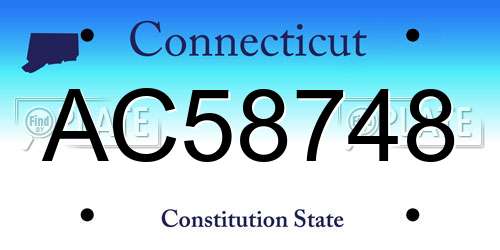 AC58748 Connecticut License Plate