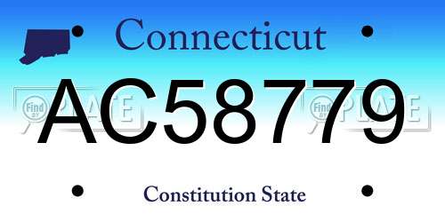 AC58779 Connecticut License Plate