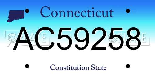 AC59258 Connecticut License Plate