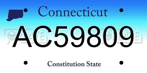 AC59809 Connecticut License Plate