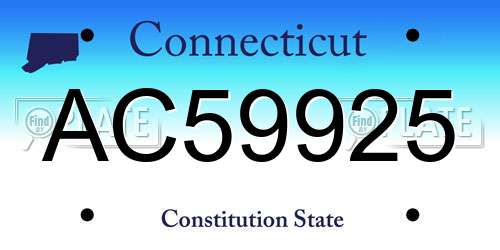 AC59925 Connecticut License Plate