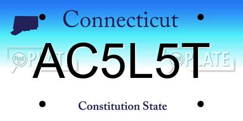AC5L5T Connecticut License Plate