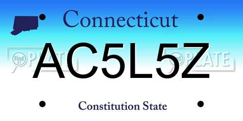 AC5L5Z Connecticut License Plate