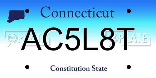 AC5L8T Connecticut License Plate