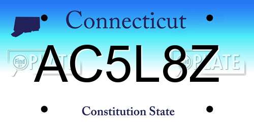AC5L8Z Connecticut License Plate