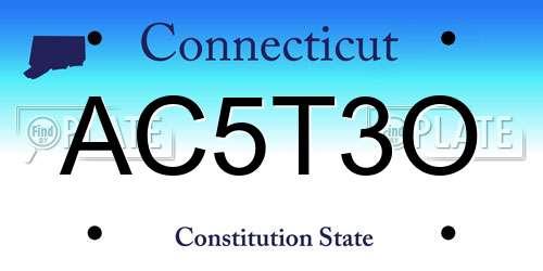 AC5T3O Connecticut License Plate
