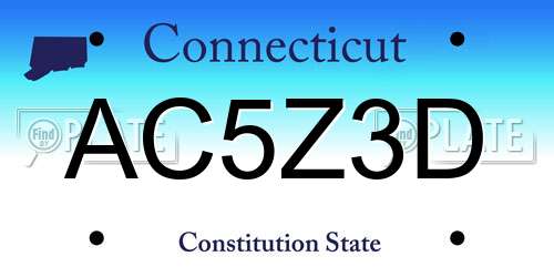 AC5Z3D Connecticut License Plate